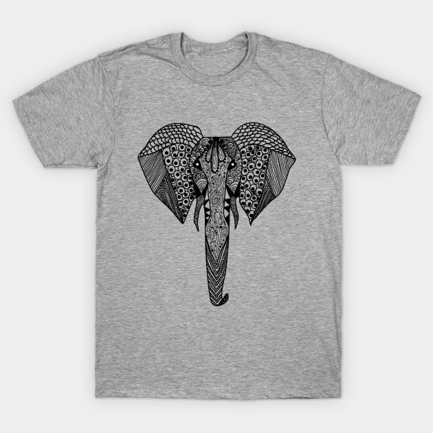 Tembo the Elephant - Monochrome line art T-Shirt by Lukeyb0y